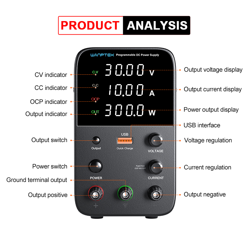Wanptek Programmable DC Power  - Programmable Dc Power Supply 30V 10A 评论和价格